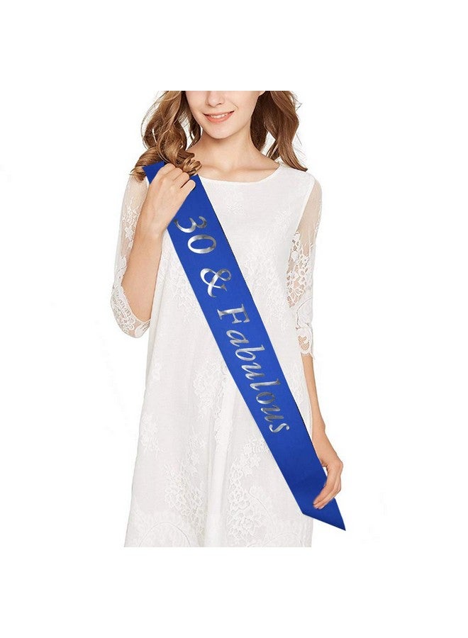 Mayin 30Th Brithday Silver Tiara And Sash 30 & Fabulous Satin Sash And Rhinestone Birthday Crown Happy 30Th Birthday Decorations Party Supplies Favors Birthday Cake Topper - Image 2