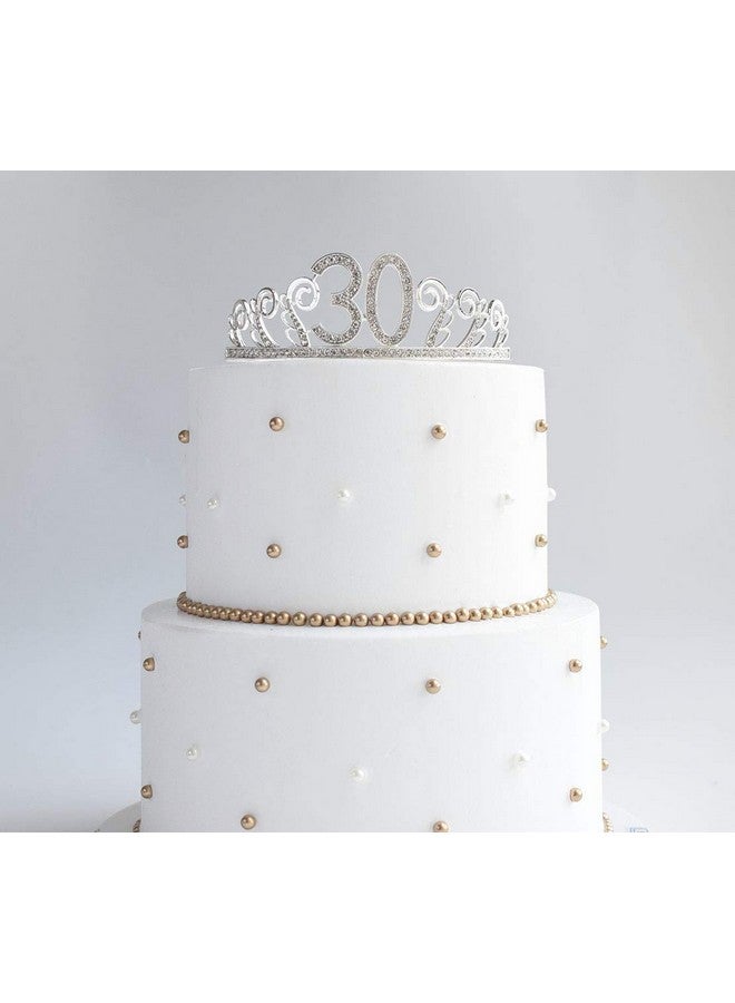 Mayin 30Th Brithday Silver Tiara And Sash 30 & Fabulous Satin Sash And Rhinestone Birthday Crown Happy 30Th Birthday Decorations Party Supplies Favors Birthday Cake Topper - Image 3