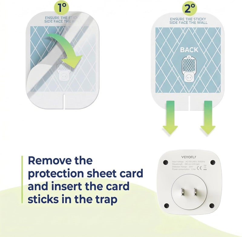 VEYOFLY Fly Insect Trap Refill - Plug-in Insect Catcher Refills, Indoor Fly Trap, Mosquito, Insect, Gnats, Moths - Plug in Refills (Pack of 5) - Image 3