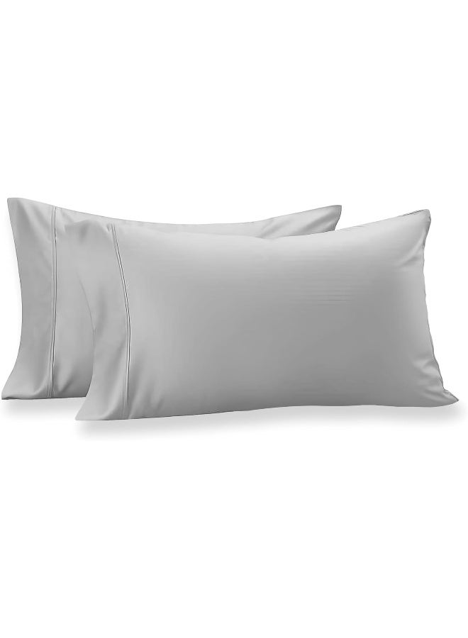Westbrooke Egyptian Cotton Standard Pillow Cases Set of 2 | Cario Cotton Sateen Weave Cotton Pillowcase, Soft, Breathable Luxury Pillow Cover | for Home, Hotel & Hospital Use- Light Grey - Image 1