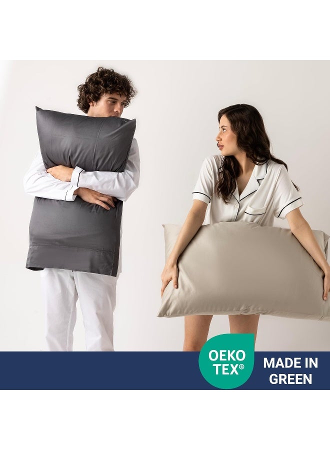 Westbrooke Egyptian Cotton Standard Pillow Cases Set of 2 | Cario Cotton Sateen Weave Cotton Pillowcase, Soft, Breathable Luxury Pillow Cover | for Home, Hotel & Hospital Use- Light Grey - Image 4