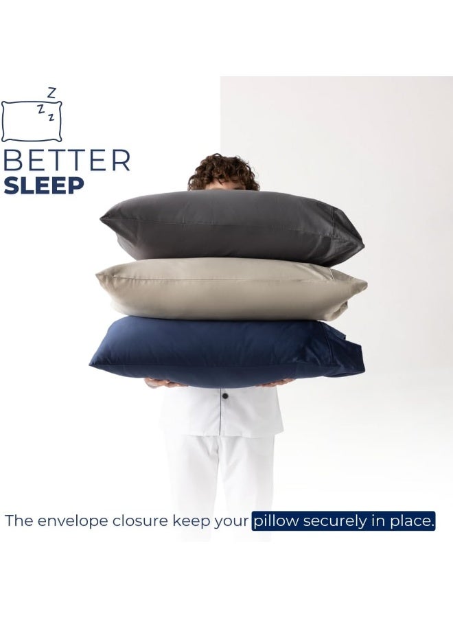 Westbrooke Egyptian Cotton Standard Pillow Cases Set of 2 | Cario Cotton Sateen Weave Cotton Pillowcase, Soft, Breathable Luxury Pillow Cover | for Home, Hotel & Hospital Use- Light Grey - Image 5