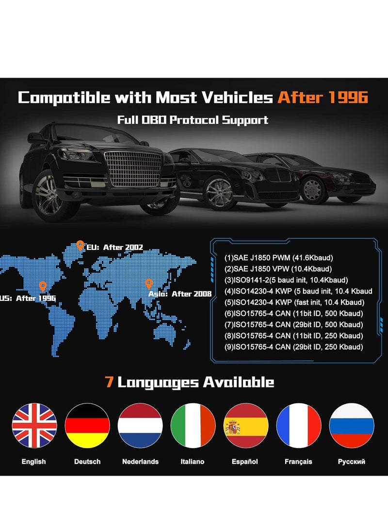 spa luxetique OBD2 Scanner Diagnostic Tool, Vehicle Check Engine Code Readers with Reset & I/M Readiness & More, Car OBDII/EOBD Diagnostic Scan Tool for All Vehicles After 1996  - Image 2