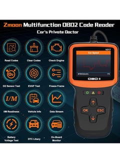 spa luxetique OBD2 Scanner Diagnostic Tool, Vehicle Check Engine Code Readers with Reset & I/M Readiness & More, Car OBDII/EOBD Diagnostic Scan Tool for All Vehicles After 1996  - Image 4