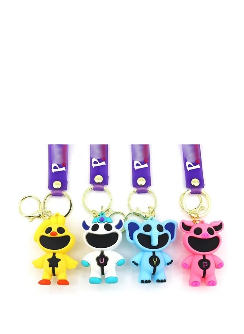 XiuWoo New SmilingCritters Chapter 3 CatNap Keychain,Smiling Critters Keychain,Cute CatNap Cartoon Anime SmilingCritters Keychain Toy for Game Fans Kids Birthday Gift 4pcs - Image 1
