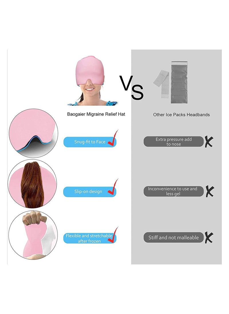GGEROU - Migraine Relief Cap, Gel Headache Relief Hat, Migraine Ice Head Wrap Cap, Reusable Cold/Hot Therapy,Pink - Image 1
