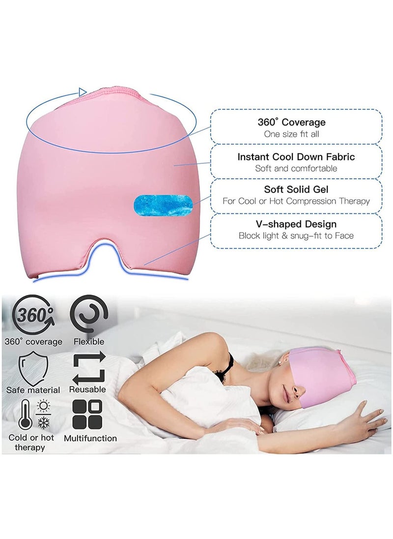 GGEROU - Migraine Relief Cap, Gel Headache Relief Hat, Migraine Ice Head Wrap Cap, Reusable Cold/Hot Therapy,Pink - Image 1