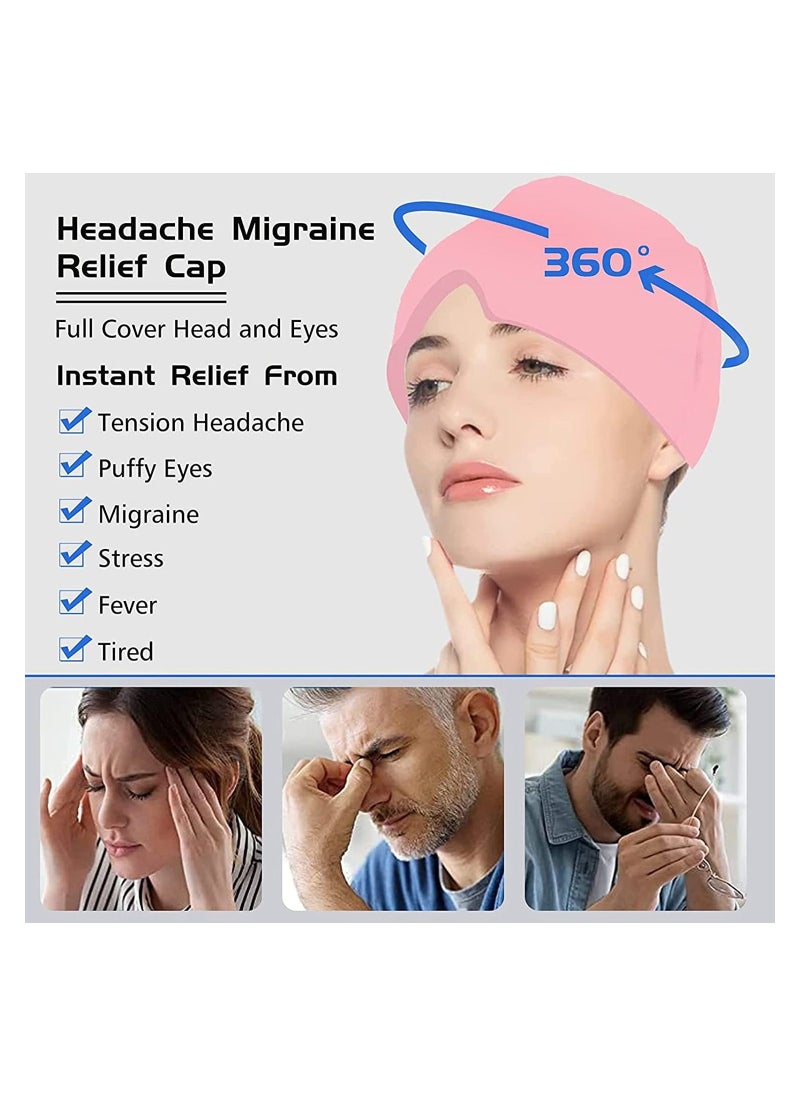GGEROU - Migraine Relief Cap, Gel Headache Relief Hat, Migraine Ice Head Wrap Cap, Reusable Cold/Hot Therapy,Pink - Image 1
