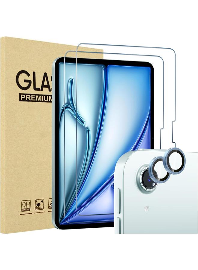 Procases 2 Pack Screen Protector For Ipad Air 13 Inch 2024 + 2 Pack Camera Lens Protector Matching Ipad Colors Tempered Glass Film Guard For Ipad Air 13" 2024 M2 Blue - Image 1