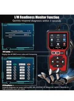 XiuWoo OBD2 Scanner Diagnostic Tool, Check Engine Code Reader OBD2 Scanner with Reset, Mode 6, Mode 8 & I/M Readiness, Auto Check Engine Light Car Diagnostic Scan Tool, red  - Image 2