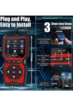 XiuWoo OBD2 Scanner Diagnostic Tool, Check Engine Code Reader OBD2 Scanner with Reset, Mode 6, Mode 8 & I/M Readiness, Auto Check Engine Light Car Diagnostic Scan Tool, red  - Image 3