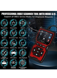XiuWoo OBD2 Scanner Diagnostic Tool, Check Engine Code Reader OBD2 Scanner with Reset, Mode 6, Mode 8 & I/M Readiness, Auto Check Engine Light Car Diagnostic Scan Tool, red  - Image 5