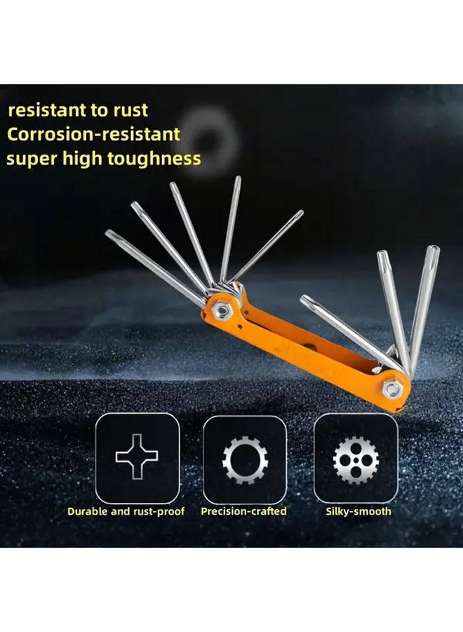 8 Pcs Torx Star Key Set Foldable Slip Resistant Sizes 9 10 15 20 25 27 30 40 - Image 2