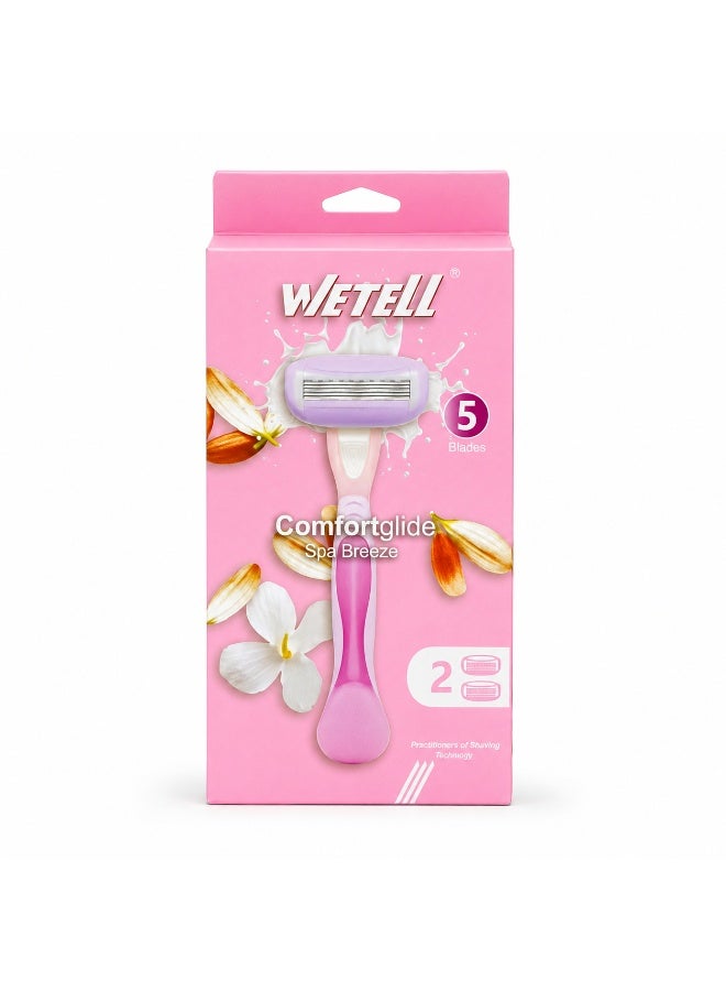 Wetell Comfortglide Spa Breeze Women Pink Razor WT202519  (Set of 1 Handle & 2 Blades) - Image 1