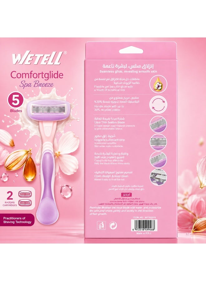 Wetell Comfortglide Spa Breeze Women Pink Razor WT202519  (Set of 1 Handle & 2 Blades) - Image 3