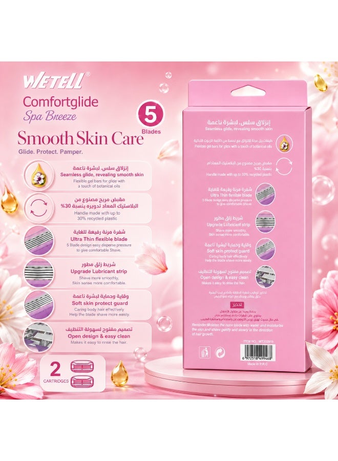 Wetell Comfortglide Spa Breeze Women Pink Razor WT202519  (Set of 1 Handle & 2 Blades) - Image 4