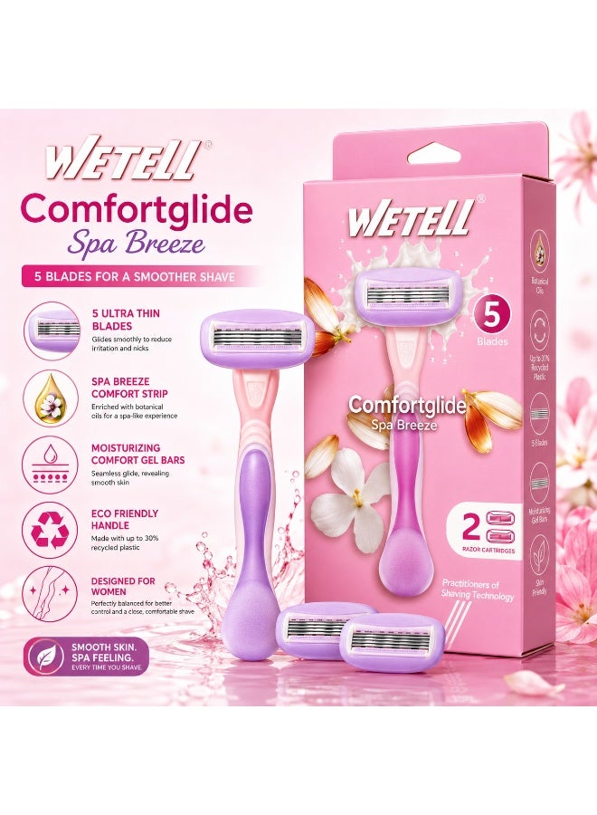 Wetell Comfortglide Spa Breeze Women Pink Razor WT202519  (Set of 1 Handle & 2 Blades) - Image 5