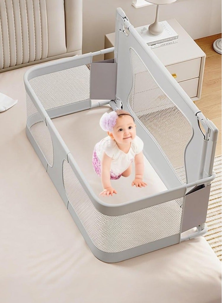 3 in 1 Baby Bedside Sleeper Portable Crib, Foldable Bed Rail for Toddlers, Crib Side Bed with Adjustable Height, Baby Playpen, Suitable for Twin, Full, King & Queen Size Bed