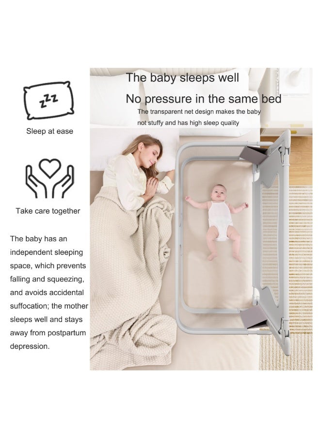 WALALLA 3 in 1 Baby Bedside Sleeper Portable Crib, Foldable Bed Rail for Toddlers, Crib Side Bed with Adjustable Height, Baby Playpen, Suitable for Twin, Full, King & Queen Size Bed - Image 4