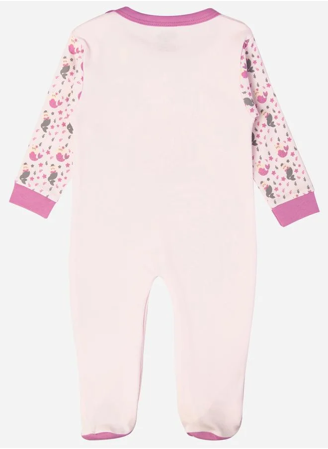 Babies Basic Printed Cotton Long Sleeves Sleepsuit