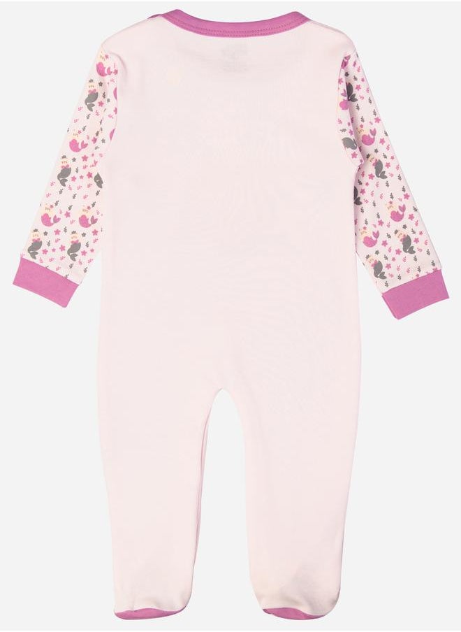 Babies Basic Printed Cotton Long Sleeves Sleepsuit  - Image 2