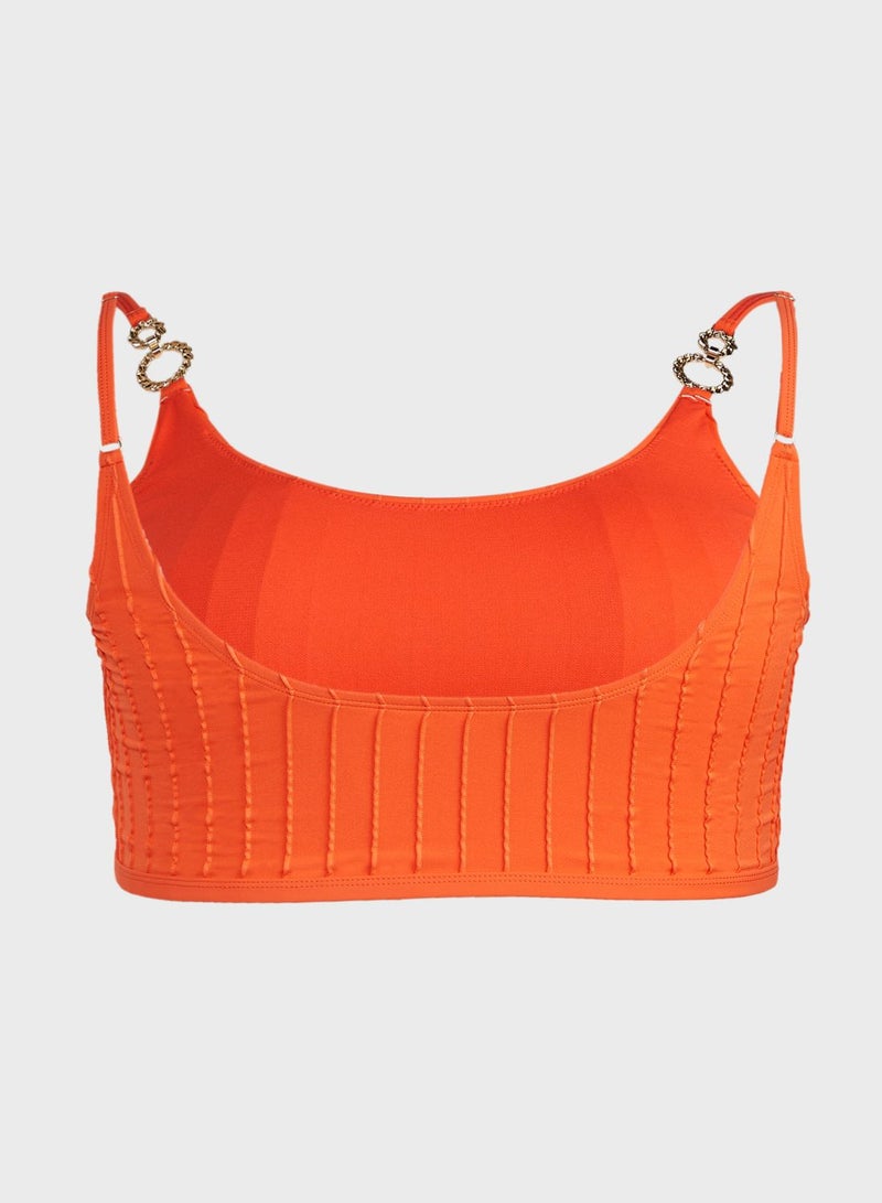River Island Plus Crop Shoulder Ring Trim Bikini Top  - Image 2