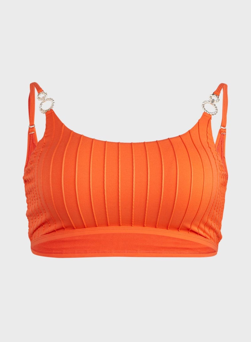 River Island Plus Crop Shoulder Ring Trim Bikini Top  - Image 1