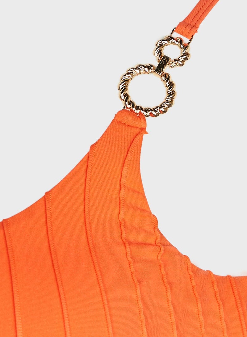 River Island Plus Crop Shoulder Ring Trim Bikini Top  - Image 3