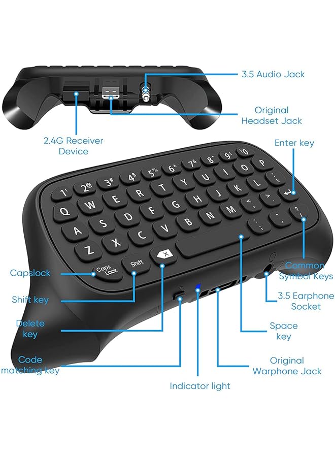 KASTWAVE Wireless Keyboard For Xbox Series X/S Controller For Xbox One/S/Controller Gamepad 2.4Ghz Mini Qwerty Controller Keyboard Gaming Chatpad With Audio/Headset Jack For Xbox Series  - Image 4