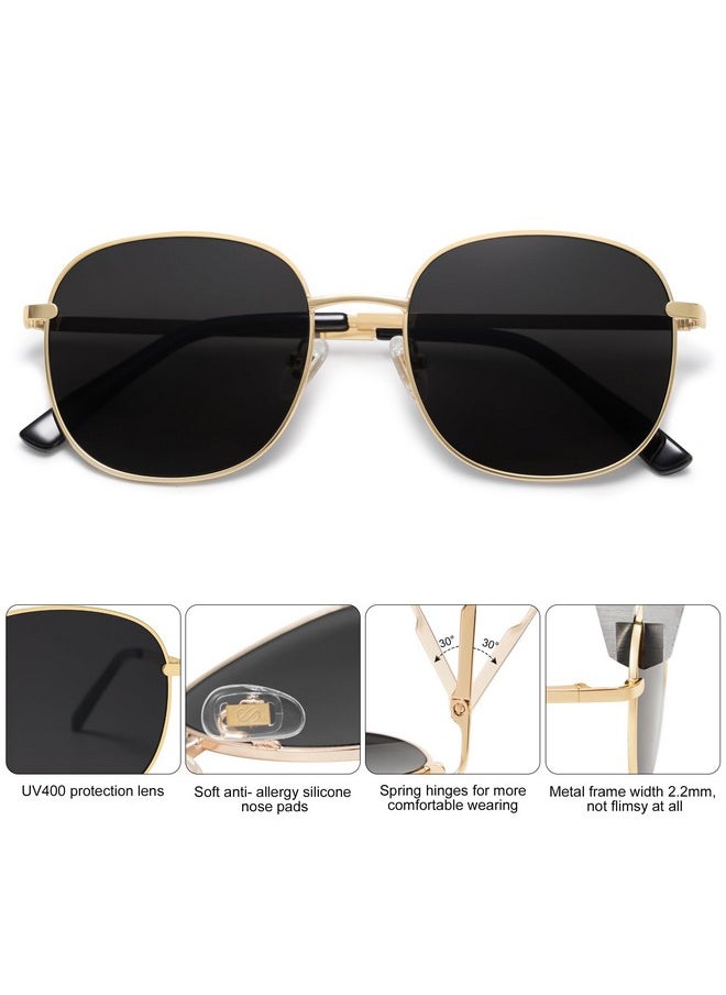 Sojos Classic Square Sunglasses For Women Men With Spring Hinge Sunnies Sj1137 Bright Gold Grey  - Image 2