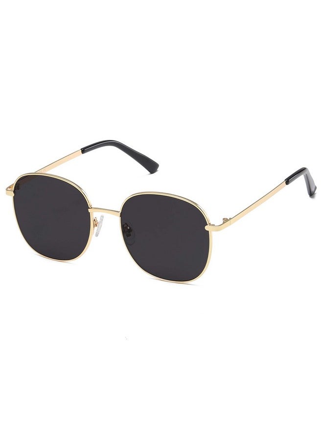 Sojos Classic Square Sunglasses For Women Men With Spring Hinge Sunnies Sj1137 Bright Gold Grey  - Image 3