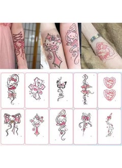 Generic 10pcs Cute Hello Kitty Flower Arm Waterproof Long Lasting Tattoo Sticker, Anime Waterproof Tattoos Durable Color kawaii Tattoo Sticker Gifts  - Image 1