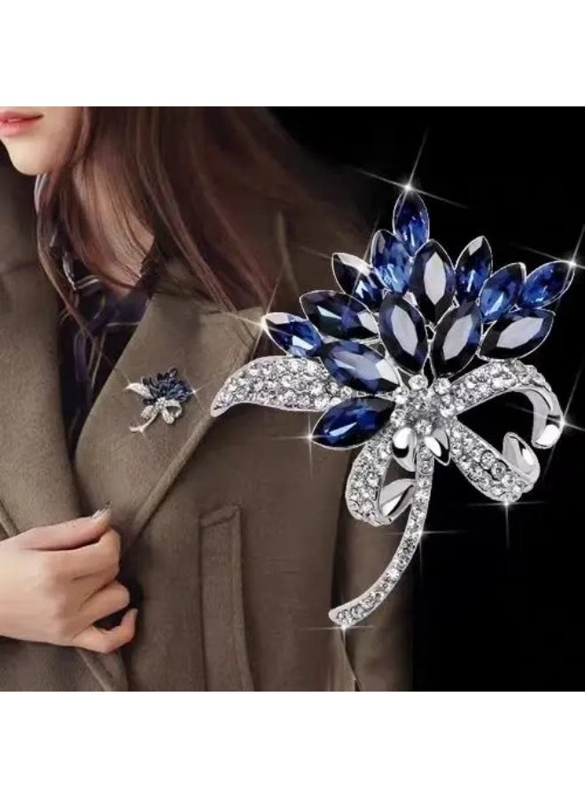 The Black Pearl Accessories Blue Zirconic Silver Brooch - Image 2