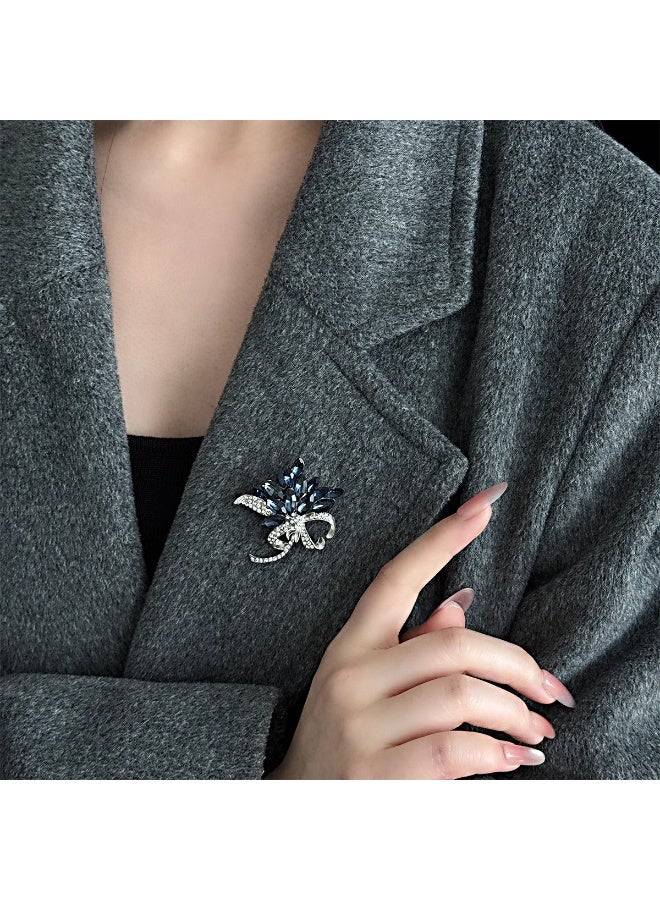 The Black Pearl Accessories Blue Zirconic Silver Brooch - Image 1
