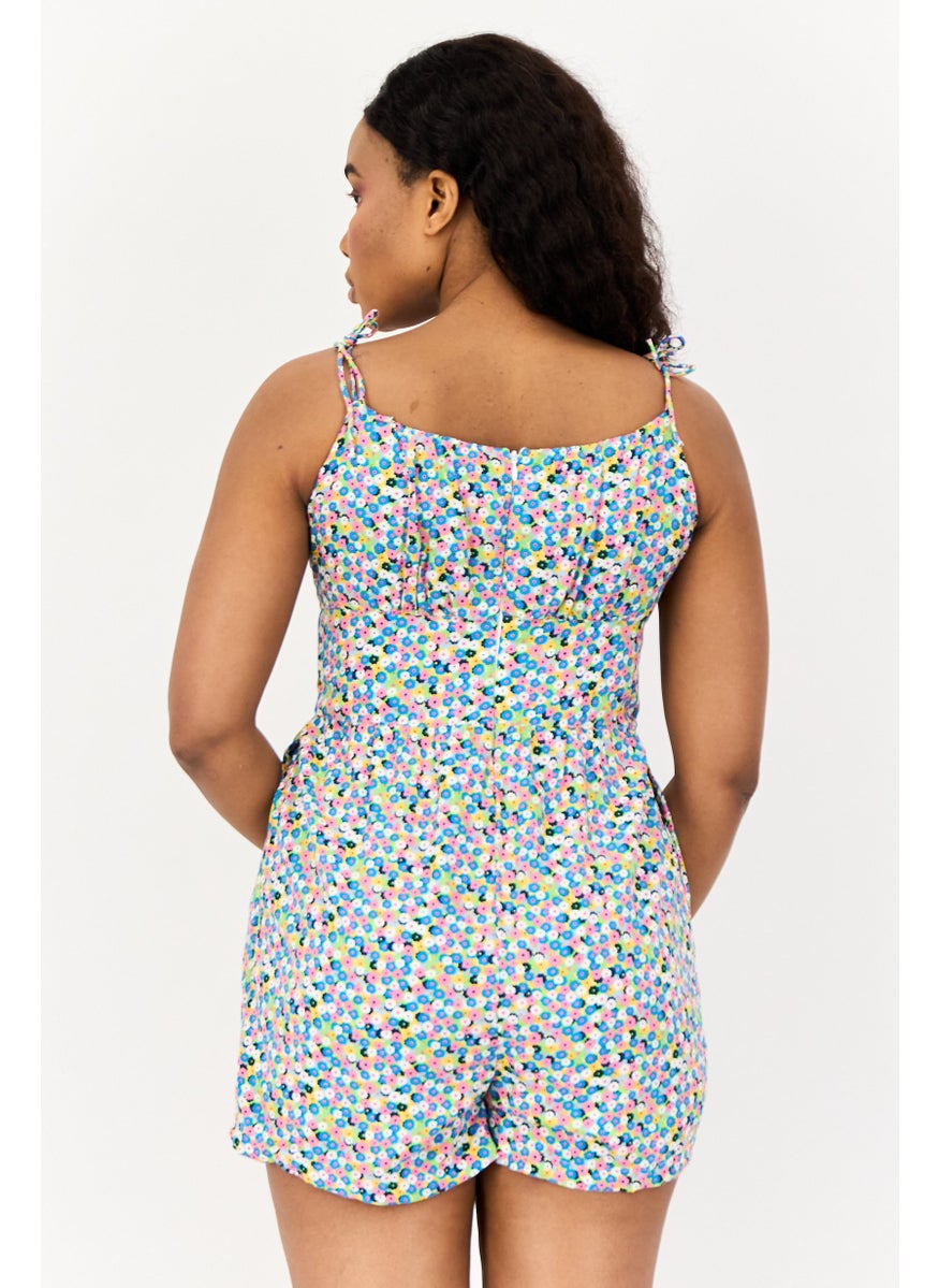 ONLY Women Floral Print Sleevless Playsuits, Multicolor  - Image 4