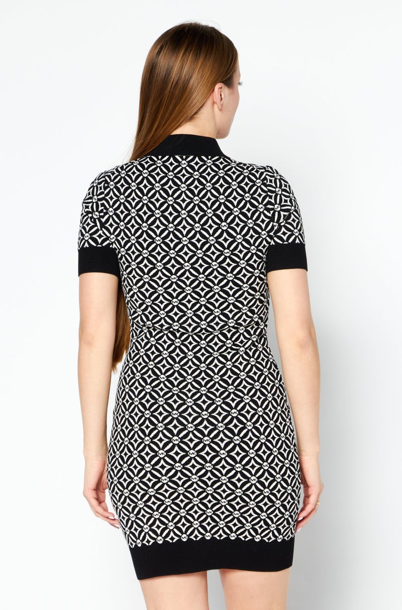 Michael Kors Women Button Down Collar Brand Logo Mini Dress, Multicolor - Image 4