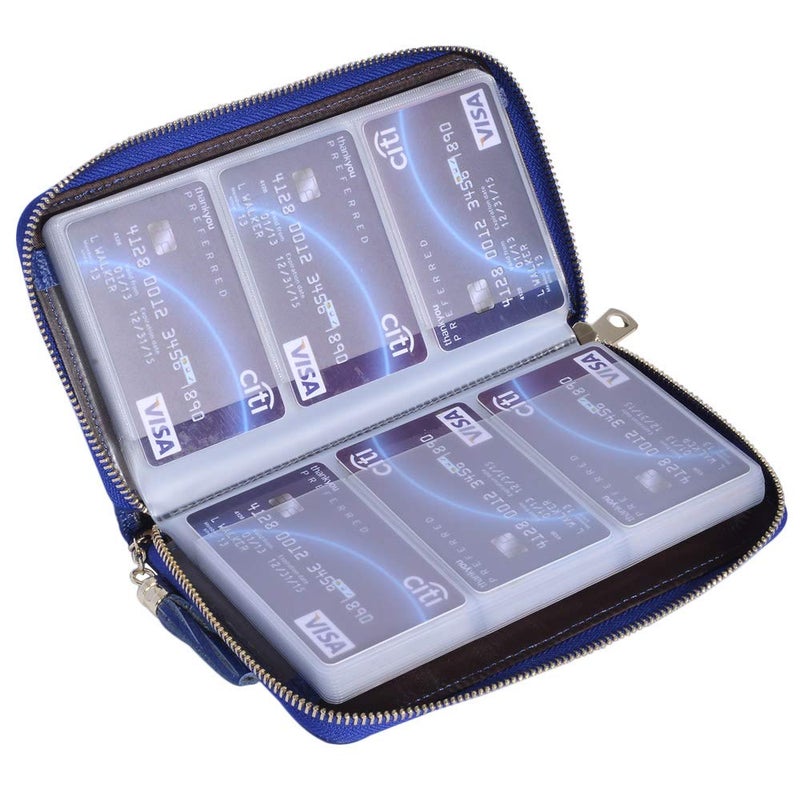 Easyoulife Credit Card Holder Wallet Womens Zipper Leather Case Purse RFID Blocking (Royal Blue) - Image 4