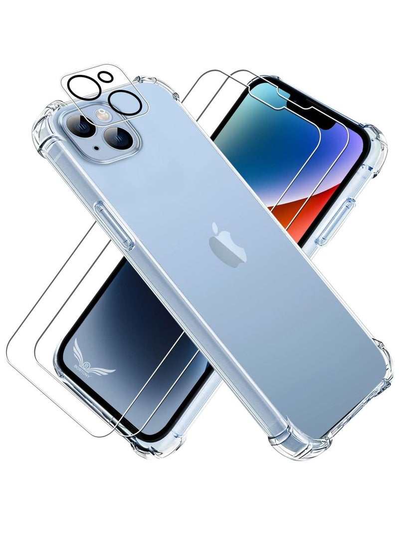 Raxoom iPhone 14 Plus 4-in-1 Pack – 2x Screen Protectors, 1x Camera Lens Protector, Clear Shockproof Case with All-Round Bumper Protection (6.7 Inch) - Image 1