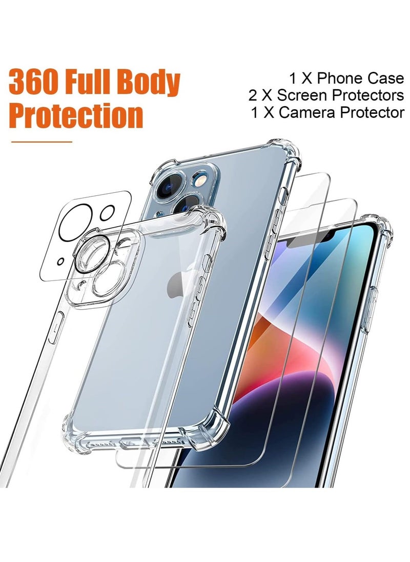 Raxoom iPhone 14 Plus 4-in-1 Pack – 2x Screen Protectors, 1x Camera Lens Protector, Clear Shockproof Case with All-Round Bumper Protection (6.7 Inch) - Image 3