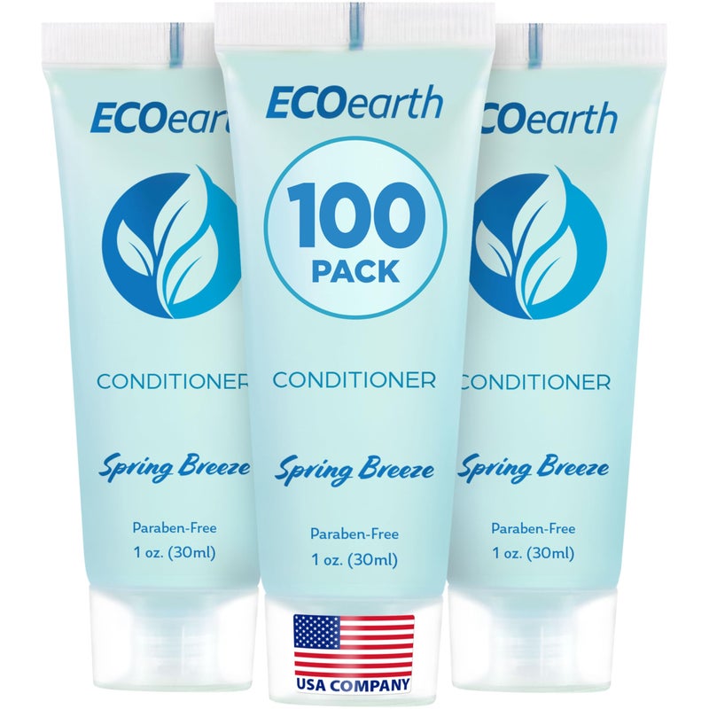 EcoEarth - Travel Size Conditioner - 1 fl oz, 100 PK, Spring Breeze - Delight Your Guests with Revitalizing and Refreshing Hotel Conditioner - Small Size Travel Amenities - Hotel Toiletries in Bulk - Image 1