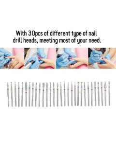 yuyte Russian Manicure Drill Bits 30Pcsset Diamond Grinding Head Burr Set Drill Bits Manicure Pedicure Tools Polishing Buffing For Polishing Buffing Bits[A]  - Image 3
