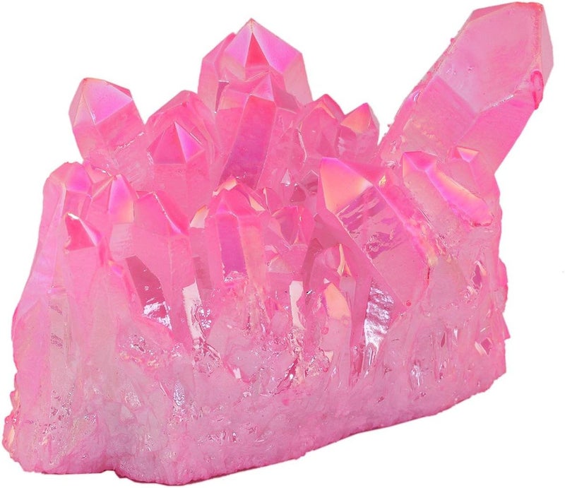 rockcloud بلورة شفاء طبيعية مغطاة بالتيتانيوم، مجموعة صخور الكوارتز الفوشيا، جيود دروزي، زينة منزلية، عينة من الأحجار الكريمة - Image 2