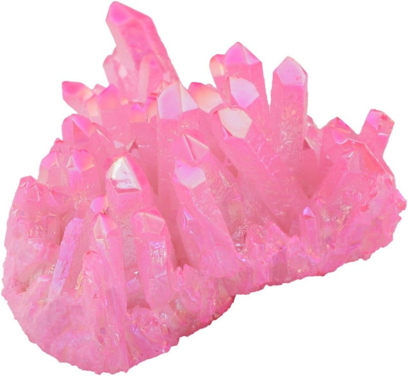 rockcloud بلورة شفاء طبيعية مغطاة بالتيتانيوم، مجموعة صخور الكوارتز الفوشيا، جيود دروزي، زينة منزلية، عينة من الأحجار الكريمة - Image 3