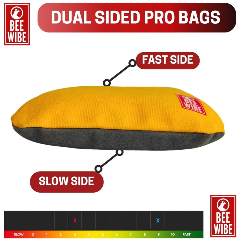 BEEWIBE Set of 8 Official Regulation Cornhole Bags - Dual-Sided, Weather-Resistant Bean Bags for Professional and Casual Play - Includes Convenient Tote Bag (Yellow/Grey) - Image 3