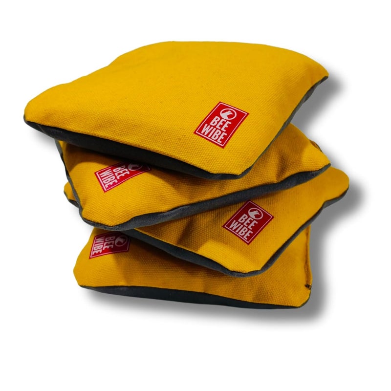 BEEWIBE Set of 8 Official Regulation Cornhole Bags - Dual-Sided, Weather-Resistant Bean Bags for Professional and Casual Play - Includes Convenient Tote Bag (Yellow/Grey) - Image 5