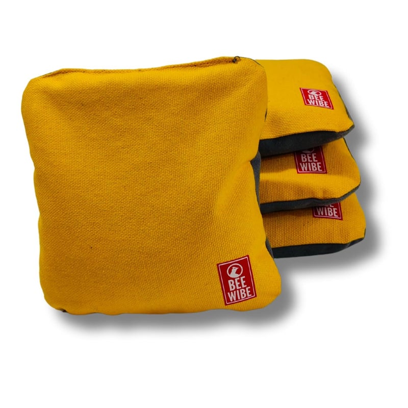 BEEWIBE Set of 8 Official Regulation Cornhole Bags - Dual-Sided, Weather-Resistant Bean Bags for Professional and Casual Play - Includes Convenient Tote Bag (Yellow/Grey) - Image 2