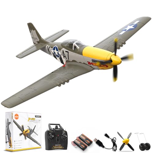 VOLANTEXRC Brushless 4CH RC Plane P51D Mustang 500mm Remote Control Airplane Fighter RTF with 6Axis Gyro 3 Modes Aerobatics 24GHz Radio Controlled Aircraft for Beginners Adults - Image 1