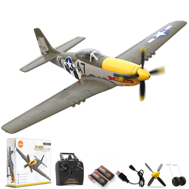 VOLANTEXRC Brushless 4CH RC Plane P51D Mustang 500mm Remote Control Airplane Fighter RTF with 6Axis Gyro 3 Modes Aerobatics 24GHz Radio Controlled Aircraft for Beginners Adults - Image 3