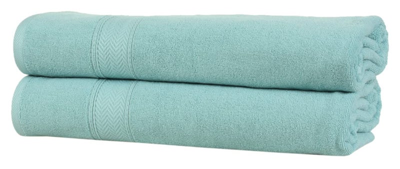 HILLFAIR 600 GSM- 40 x 80 Inches- 100% Cotton 2 Pc XXL Oversized Bath Towel Set- Soft Highly Absorbent Jumbo Bath Sheets Towels Sets- Quick Dry Oversized Bath Towel Sets for Hotel Spa Pool- Aqua - Image 2