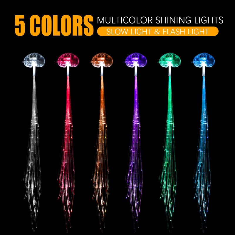 10PCS Light Up Hair Accessories, Glow In The Dark Party Supplies, LED Hair Clips Extensions for Girls Women, Neon Rave, Heart Shape - Image 4